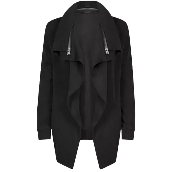 All Saints Sweatshirt Dahlia Convertible Zipper Collar Black S NWT - Picture 2 of 12